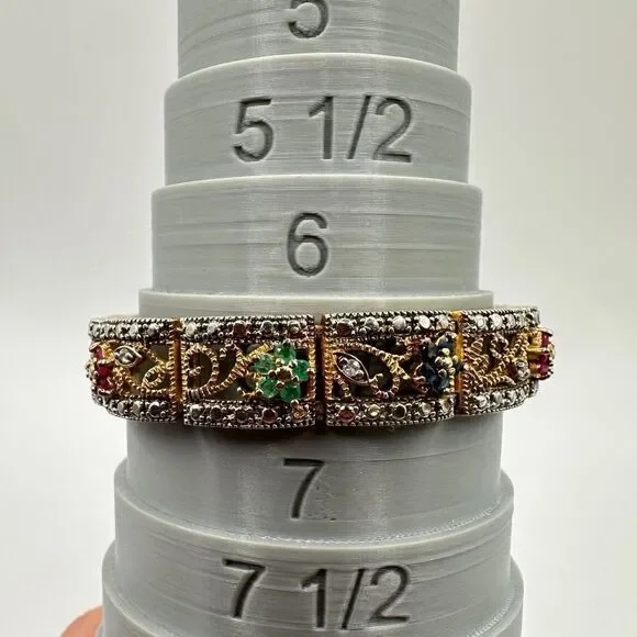 7.25" AMAZING 14k over 925, ruby, sapphire, emerald and diamond bracelet! - Picture 3 of 10